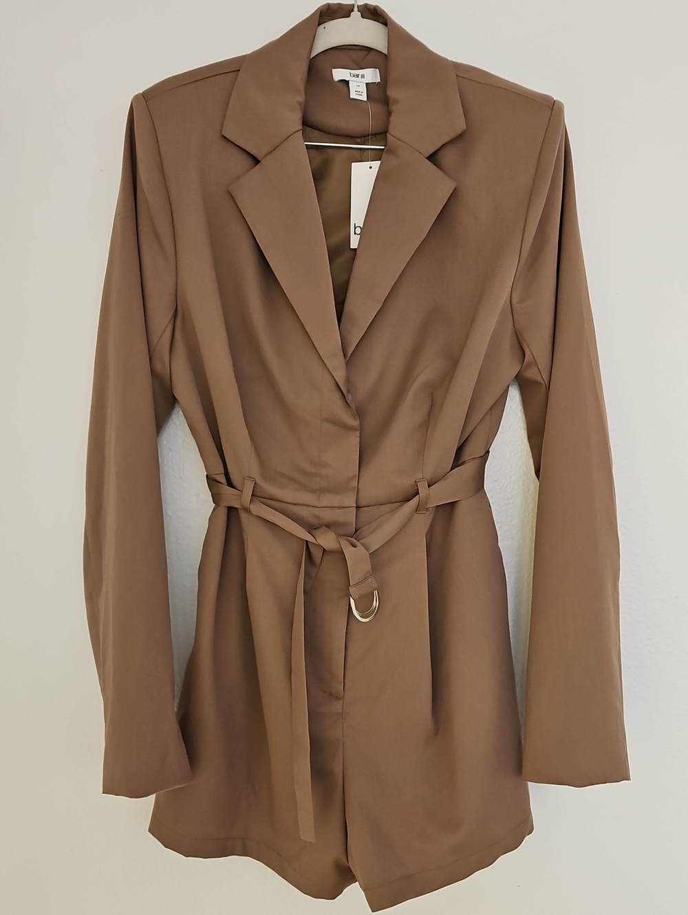 Bar III Brown Belted Romper
